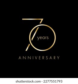 70 Year Anniversary Logo, Golden Color, Vector Template Design element for birthday, invitation, wedding, jubilee and greeting card illustration.