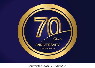 70 Year Anniversary Logo, Golden Color, Vector Template Design element for birthday, invitation, wedding, jubilee and greeting card illustration.