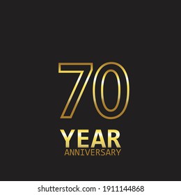 70 Year Anniversary Logo Vector Template Design Illustration gold and black