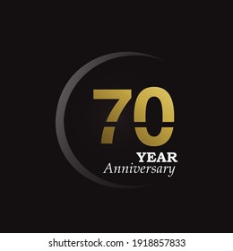 70 Year Anniversary Logo Vector Template Design Illustration gold and black