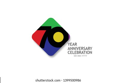 70 year anniversary, minimalist logo years, jubilee, greeting card. invitation - Vector 