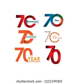 70 Year Anniversary Set Vector Template Design Illustration