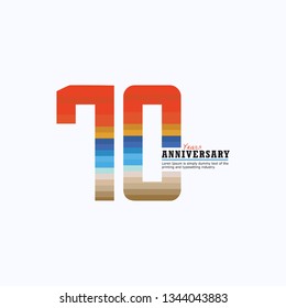 70 Year Anniversary Vector Template Design Illustration, with flat design.