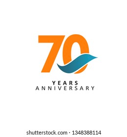 70 Year Anniversary Vector Template Design Illustration, with flat design.