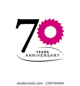 70 Year Anniversary Vector Template Design Illustration, with flat design.