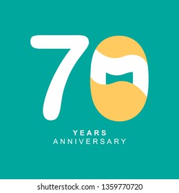 70 Year Anniversary Vector Template Design Illustration, with flat design.
