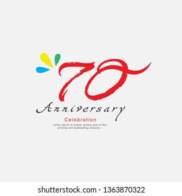 70 Year Anniversary Vector Template Design Illustration, with flat design.