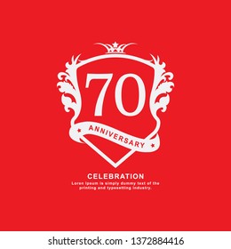 70 Year Anniversary Vector Template Design Illustration, with flat design.