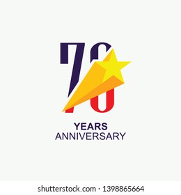 70 Year Anniversary Vector Template Design Illustration, with star icon design.