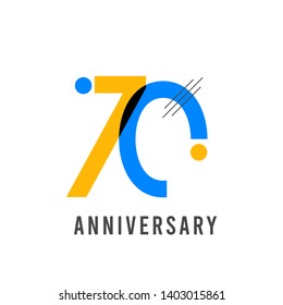 70 year anniversary vector template. Design for your celebration. Design for advertising, poster, banner or print.