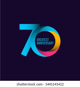 70 year anniversary vector template. Design for celebration, greeting cards or print.