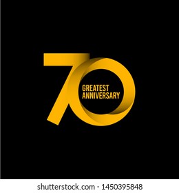 70 year anniversary vector template. Design for celebration, greeting cards or print.