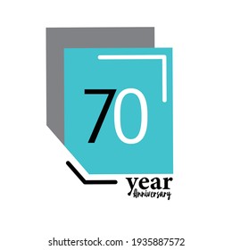 70 Year Anniversary Vector Template Design Illustration Blue Box Elegant White Background