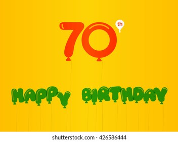 70 year birthday celebration flat color,70th anniversary decorative flat modern style - vector illustration