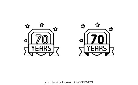 70 year icon design with white background stock illustration