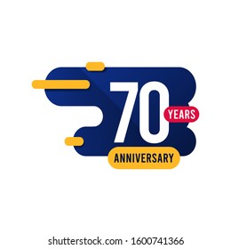 70 Years Anniversary blue yellow Vector Template Design Illustration