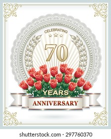 70 years Anniversary card with roses