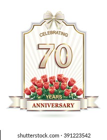 70 years Anniversary card with roses