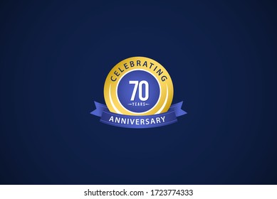 70 Years Anniversary Celebrating Blue Logo Vector Template Design Illustration
