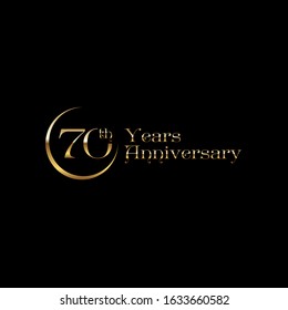 70 years Anniversary Celebrating golden text on black background. Vector template.