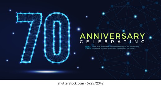 70 years anniversary celebrating numbers vector abstract polygonal silhouette. 70th anniversary concept. technology numbers vector illustration