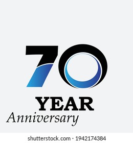 70 Years Anniversary Celebration Black Blue Color Vector Template Design Illustration