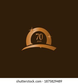 70 Years Anniversary Celebration Brown Gold Vector Template Design Illustration