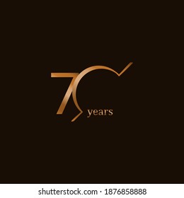70 Years Anniversary Celebration Brown Line Vector Template Design Illustration