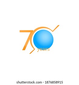 70 Years Anniversary Celebration Circle Orange Vector Template Design Illustration