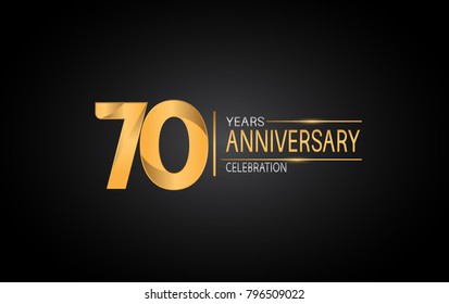 70 years anniversary celebration design with silver and gold color composition isolated on black background 