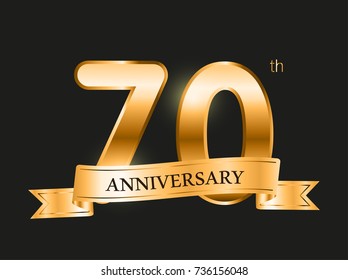 70 years anniversary celebration design.70th anniversary golden logo.Vector illustration.