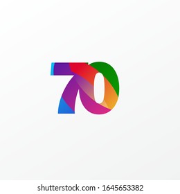 70 Years Anniversary Celebration Elegant Color Vector Template Design Illustration