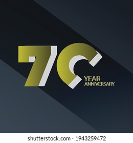 70 Years Anniversary Celebration Gold Black Background Color Vector Template Design Illustration
