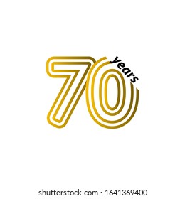 70 Years Anniversary Celebration Line Gold Vector Template Design Illustration