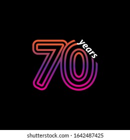 70 Years Anniversary Celebration Line Color Retro Vector Template Design Illustration