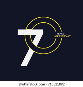 70 years anniversary celebration linked number logo, isolated on dark background
