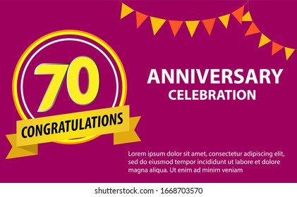70 years anniversary celebration logo vector template design illustration