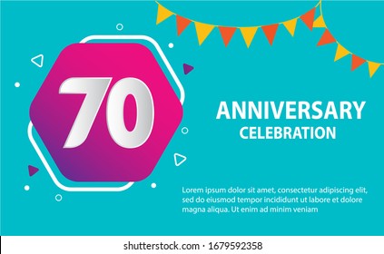 70 years anniversary celebration logo vector template design