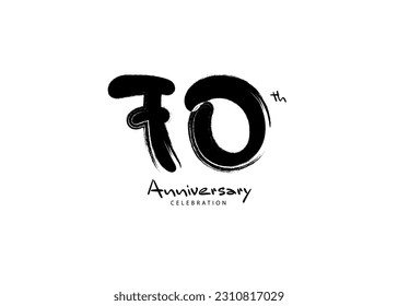 70 Years Anniversary Celebration logo black paintbrush vector, 70 number logo design, 70th Birthday Logo, happy Anniversary, Vector Anniversary For Celebration, poster, Invitation Card