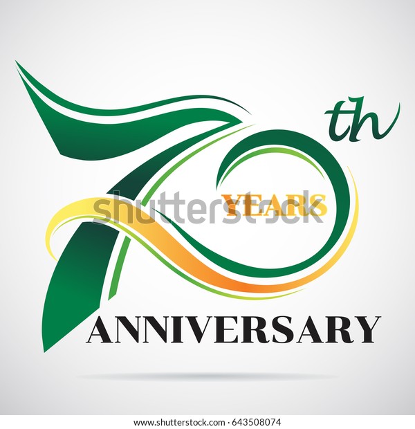 70 Years Anniversary Celebration Logo Design Stock Vector Royalty