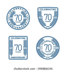 70 years anniversary celebration logotype. 70th anniversary logo collection. Set of anniversary design template. Vector and illustration.