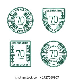 70 years anniversary celebration logotype. 70th anniversary logo collection. Set of anniversary design template. Vector and illustration.