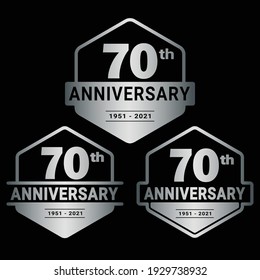 70 years anniversary celebration logotype. 70th anniversary logo collection. Set of anniversary design template. Vector and illustration.