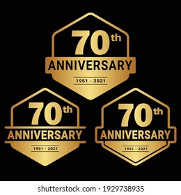 70 years anniversary celebration logotype. 70th anniversary logo collection. Set of anniversary design template. Vector and illustration.