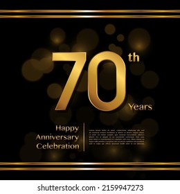 70 years anniversary celebration logotype with gold color, for booklet, leaflet, magazine, brochure poster, banner, web, invitation or greeting card. Vector illustrations.