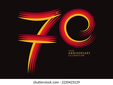 70 years anniversary celebration logotype red line vector, 70th birthday logo, 70 number design, Banner template, logo number elements for invitation card, poster, t-shirt.