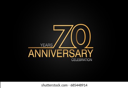 70 years anniversary celebration logotype. anniversary logo with golden and silver color isolated on black background, vector design for celebration, invitation card, and greeting card