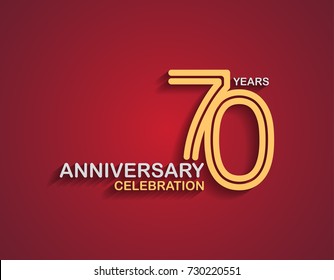 70 years anniversary celebration logotype with linked number gold and silver color isolated on red color. vector anniversary for celebration, invitation card, and greeting card
