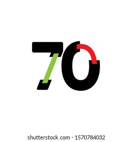 70 Years Anniversary Celebration Number Vector Template Design Illustration Logo Icon