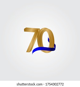 70 Years Anniversary Celebration Number Gold Vector Template Design Illustration